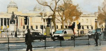 Ken Howard (1932-2022), 'The National Gallery', oil on canvas, signed, 12