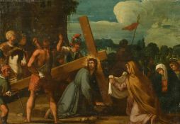 Manner of Frans Franck, Christ on the road to Calvary, oil on copper panel, 8.25