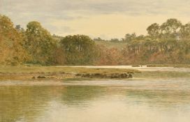 Alfred Mitchell, expansive river landscape, watercolour, signed, 12