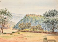 Late 19th Century a view of an Indian fort, watercolour, indistinctly inscribed verso, 9.75