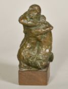 Alan Thornhill (1921-2020), 'The Embrace', bronze, 1 of 6, signed, on a wooden plinth, 6.75