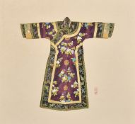 Early to Mid-20th Century Chinese School, a fine study of a design for a court robe, watercolour and
