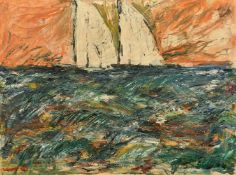 20th Century Expressionist School, racing yachts, oil on board, 18