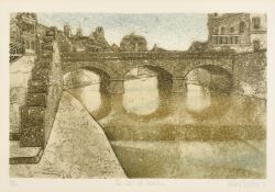 Valerie Thornton (1931-1991), 'The Loir at Vendome', colour etching, signed in pencil, inscribed and