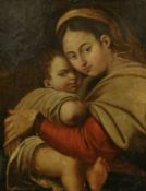 Manner of Raphael, Madonna and Child, oil on canvas laid on to panel, 19.75