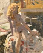 Ken Howard (1932-2022), 'Sarah at Oriel', study of a female nude, oil on canvas, signed, 12