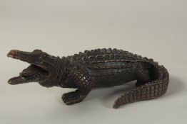 A BRONZE CROCODILE. 9.5ins long.