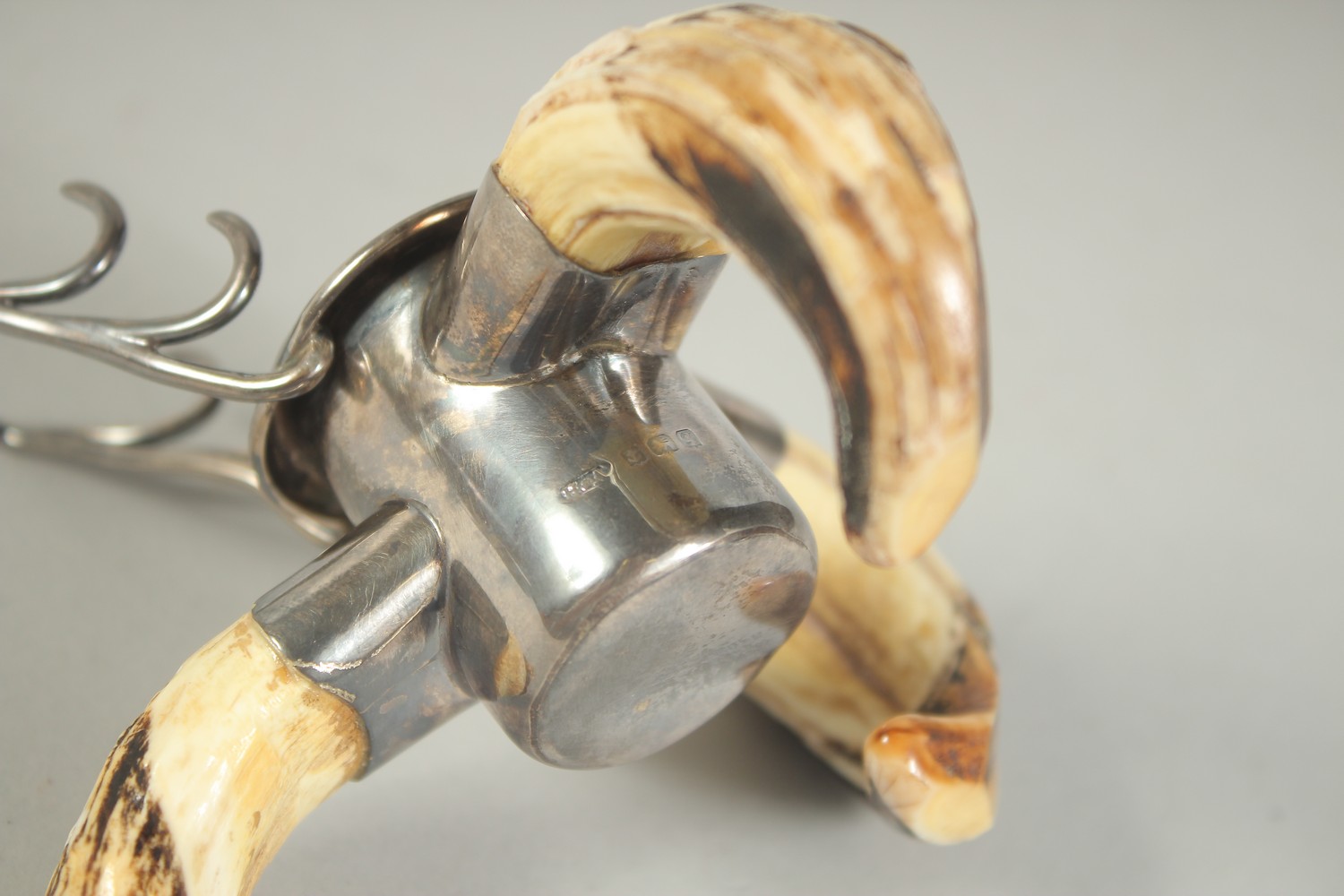A SILVER MOUNTED BOAR'S TUSK INKWELL London 1910. - Image 6 of 6