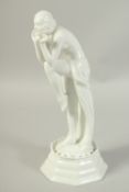 A ROSENTHAL WHITE FIGURE OF A DANCER. Circa. 1925. 30cm high.