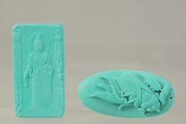 TWO TURQUOISE PENDANTS.