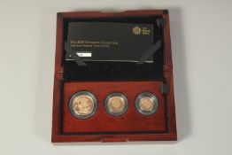THE ROYAL MINT. THE SOVEREIGN 2014 THREE COIN PREMIUM GOLD PROOF SET. No. 169. Double sovereign,
