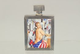 A .800 ART DECO STYLE GLAMOUR MODEL PERFUME BOTTLE