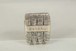 A STERLING SILVER HAVANA CIGAR VESTA CASE.