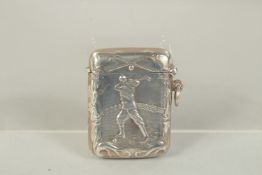 A STERLING SILVER GOLFING VESTA
