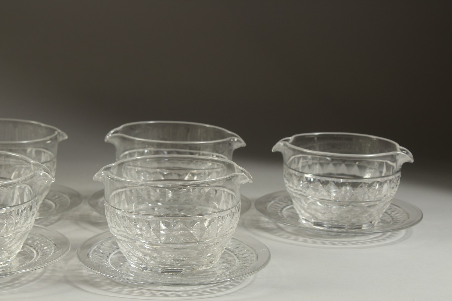 A GOOD SET OF EIGHT DOUBLE LIP BOWLS AND STANDS. - Image 3 of 4