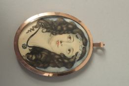 A 9CT ROSE GOLD MINIATURE MOURNING PENDANT