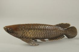 A BRONZE CARP. 10.5ins long.