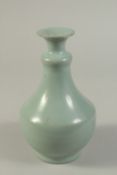 A CHINESE CELADON GLAZED RU WARE VASE. 21cms high.