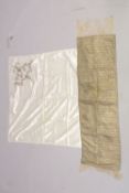 A VERY FINE SYRIAN DAMASCUS BROCADE TEXTILE, along with another metal threaded silk textile -