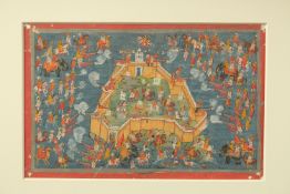 A VERY FINE 19TH CENTURY OR EARLIER INDIAN RAJASTHAN BUNDI SCHOOL MICRO MINIATURE PAINTING depicting