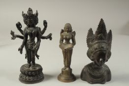 A COLLECTION OF THREE BRONZE FIGURES, (3).