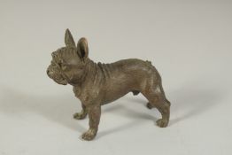 A BRONZE OKIMONO OF A DOG, 7.5cm long.