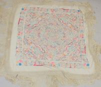 A VERY LARGE CHINESE EMBROIDERED SILK TEXTILE.