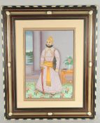 AN EARLY 20TH CENTURY PAINTING OF AN INDIAN RULER, framed and glazed, image 50cm x 35.5cm.