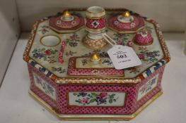 A Samson of Paris porcelain ink stand.