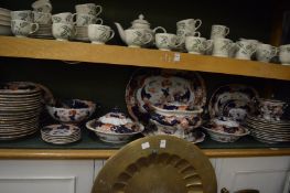 Large quantity of Masons Ironstone Imari pattern dinnerware to include a large tureen cover and