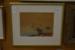 Maltese coastal landscape, watercolour, signed.