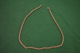 A 9ct gold rope twist necklace.