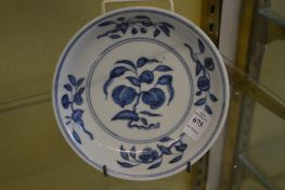 A Chinese blue and white dish.