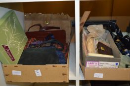 Ladies handbags, textiles, ties etc.