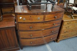 19th century mahogany bow front chest of drawers.