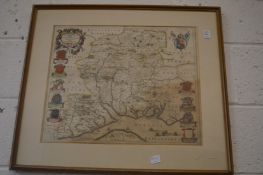 Part hand coloured map of Hampshire together with a map of Australia.