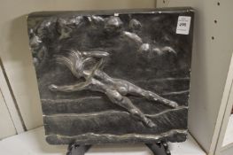 Ernest Smith, designer for Mappin and Webb, a silvered plaster sculpture of a reclining female