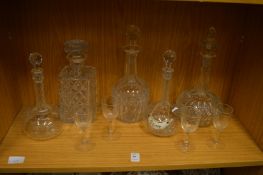 Cut glass decanters etc.