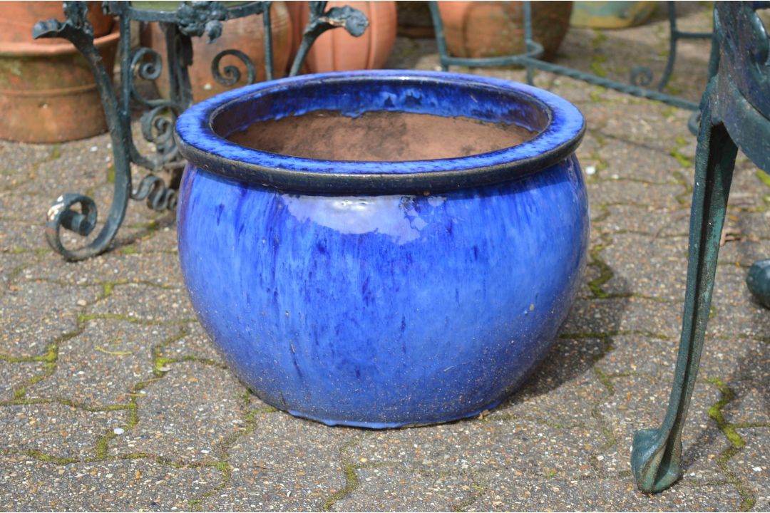 A pair of turquoise glazed planters. - Image 2 of 2