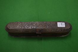 An Islamic engraved metal pen box.