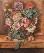 Clive St. George, Circa 1910, a still life study of mixed flowers, oil on canvas, signed, 30.75