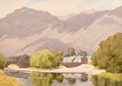 Richard Sams, 'Grange Village, Cumbria', watrcolour, signed, inscribed on artist label verso, 13