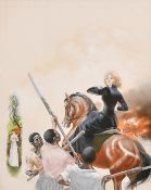 Frank Phillipps (20th Century), original artwork for a book cover illustration, gouache, 16.5