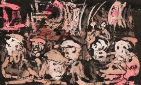 Tom McGuinness, 'Political Meeting I', watercolour and gouache, signed and dated 69, 4