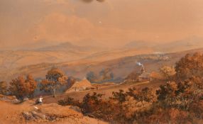 Philip Mitchell, Plymouth, Circa 1850, figures overlooking a landscape, 13