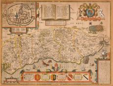 John Norden and John Speed - 'Sussex Described and Divided' (Map of the County), engraving with
