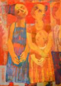 Andrei Bludov (b. 1962), a family group, oil on canvas, signed, signed and inscribed verso, 34.5