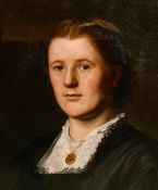 Late 19th Century English School, a portrait of a lady with a gold locket, oil on canvas, 18