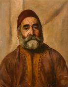 R. Wilson, Circa 1887, a portrait of a man in a Tarboush hat, oil on canvas, signed and dated, 23