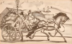 William Frederick Colley, 'The Hawkers', lithograph, signed in pencil and dated 35, 12